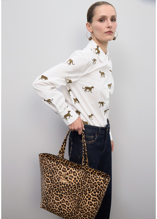Camisa popelín print leopardo