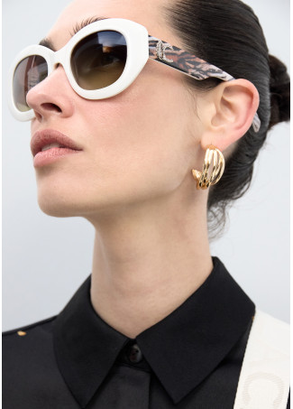 Runde Sonnenbrille mit Leoparden-Logo