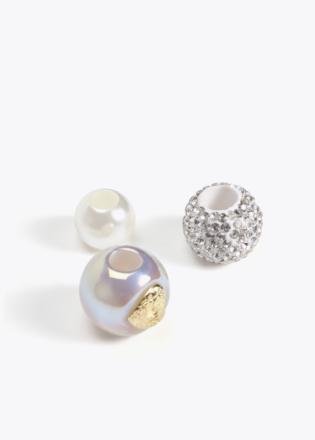 Pack de Charm perla con corazón, perla y brillantes