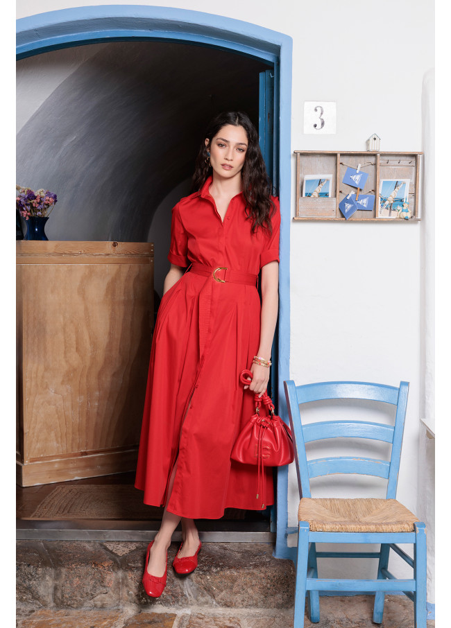 Midi-Kleid mit ausgestelltem Rock