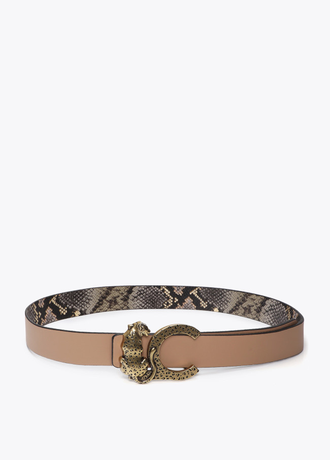 Ceinture réversible avec boucle LC léopard