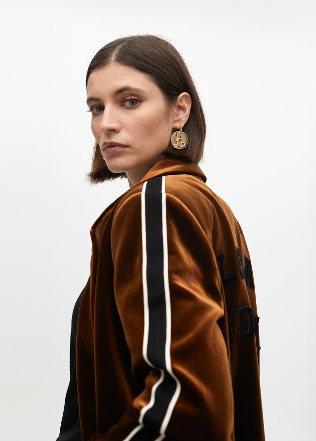 Velvet blazer with sleeve detail