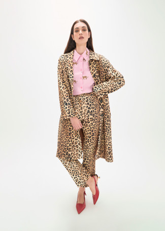 Gerader Trenchcoat mit Animal-Print