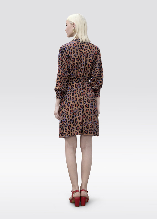 Kurzes Hemdkleid mit Animal-Print