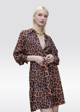 Short Shirt Dress with Animal Print