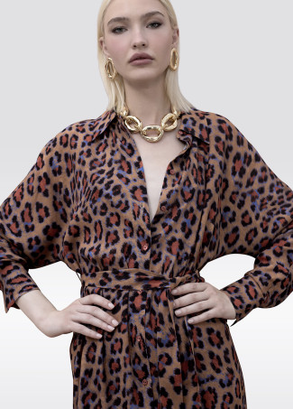 Vestito camicia corto stampa animale