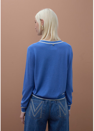 Cardigan rib y bolsillos a contraste