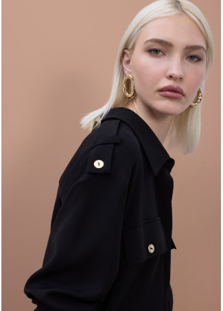 Adjustable long sleeved midi shirt dress