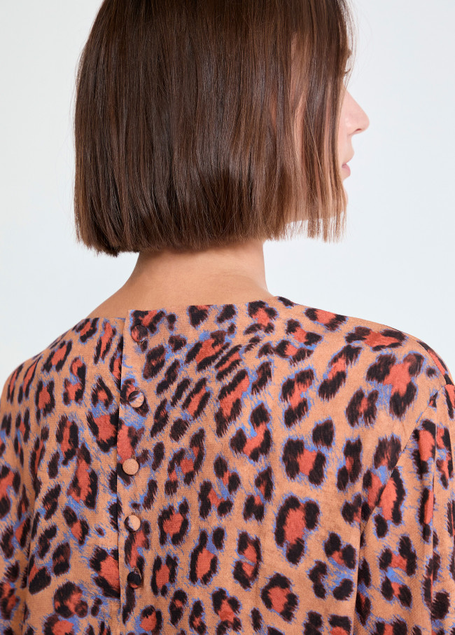 Blusa con Polsini Regolabili Animalier