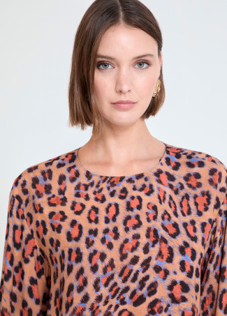 Blusa con Polsini Regolabili Animalier