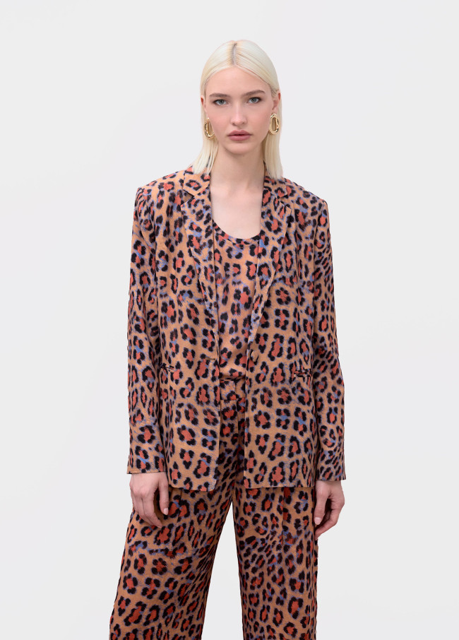 Blazer reto fluido estampado animal