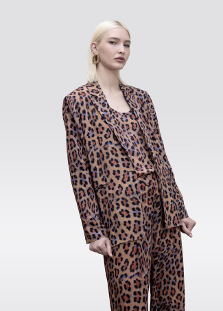 Blazer fluido dritto stampa animale