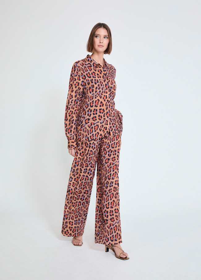 Palazzo-Hose mit Animal-Print