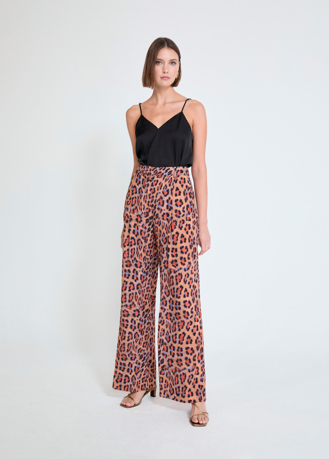 Palazzo-Hose mit Animal-Print