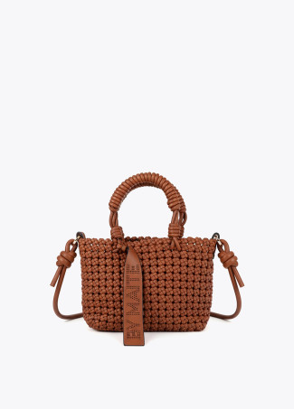 Borsa a tracolla intrecciata con nodi effetto pelle