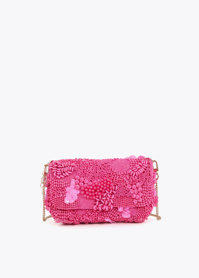 Bolso bandolera con pedrería al tono