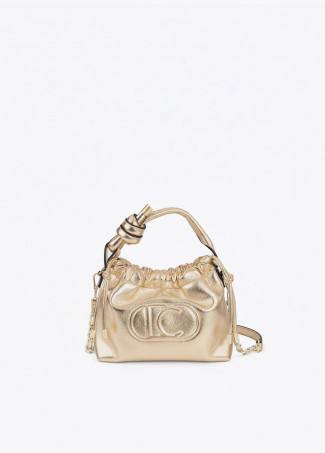 Golden Bucket Bag with Embossed Logo