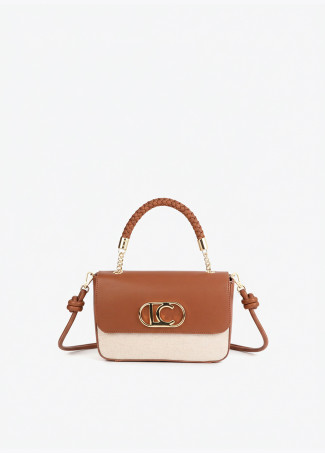 Two-Tone Faux Leather Flap Crossbody