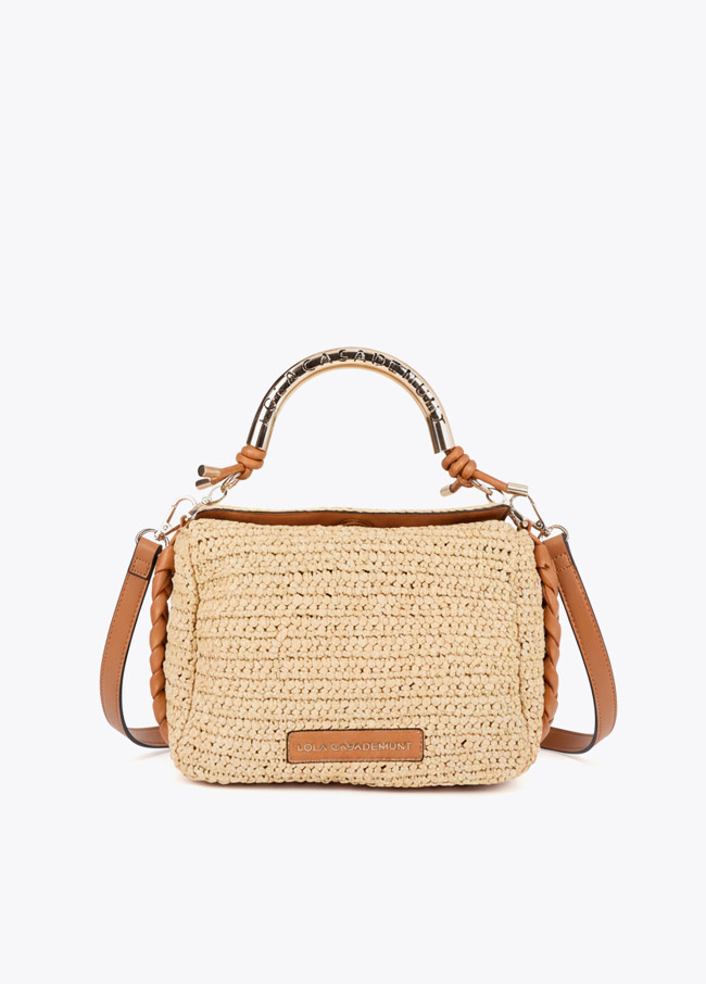 Combined Straw Effect Crossbody with Perforated...