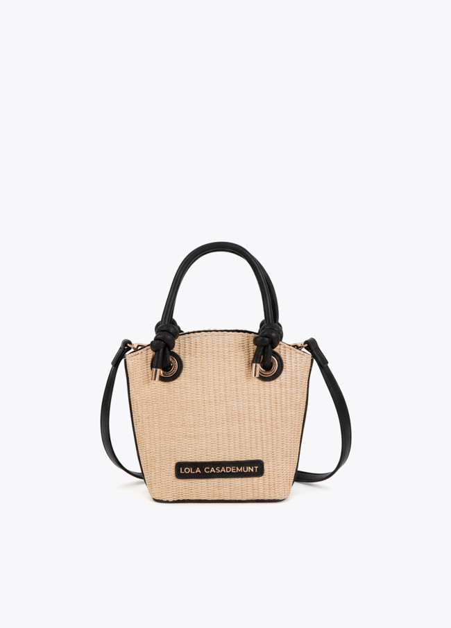 Mini Borsa in Rafia e Effetto Pelle Combinati