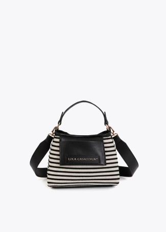 Bandolera tejido rayas combinado con efecto piel