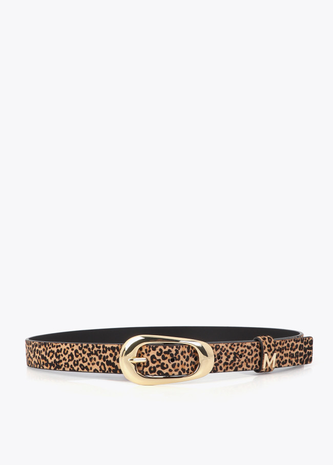 Dünner Gürtel aus Leder mit Animal Print
