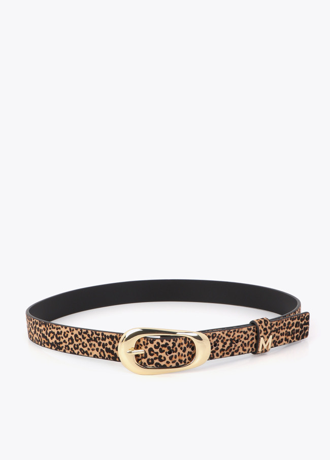 Ceinture Fine en Cuir Imprimé Animal