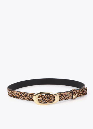 Cinturón fino animal print en piel
