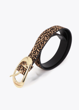 Ceinture Fine en Cuir Imprimé Animal