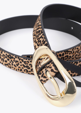 Dünner Gürtel aus Leder mit Animal Print