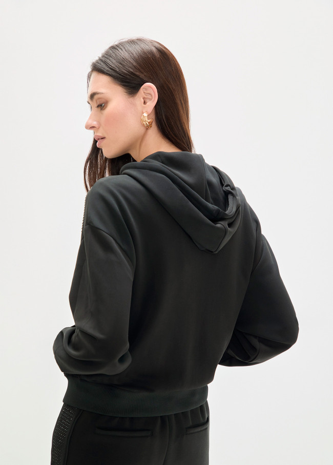 Sweat-shirt en scuba avec strass sur le devant