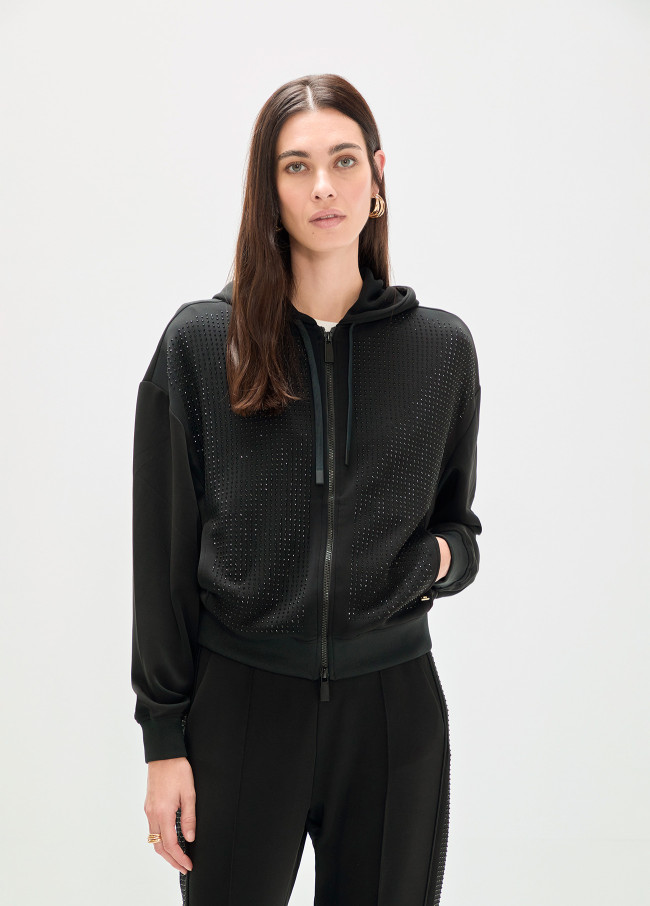 Sweat-shirt en scuba avec strass sur le devant