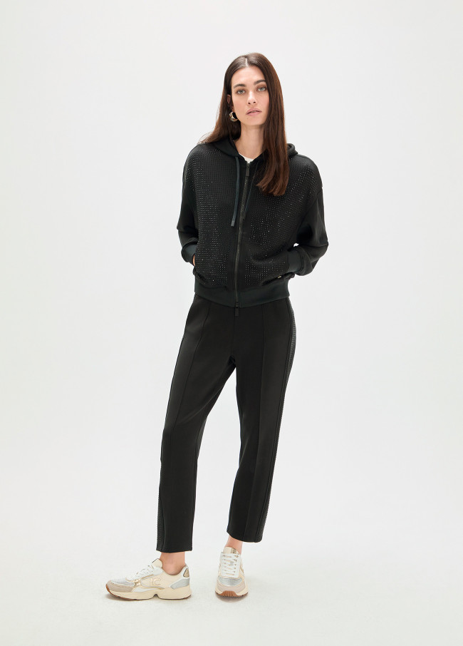 Sweat-shirt en scuba avec strass sur le devant