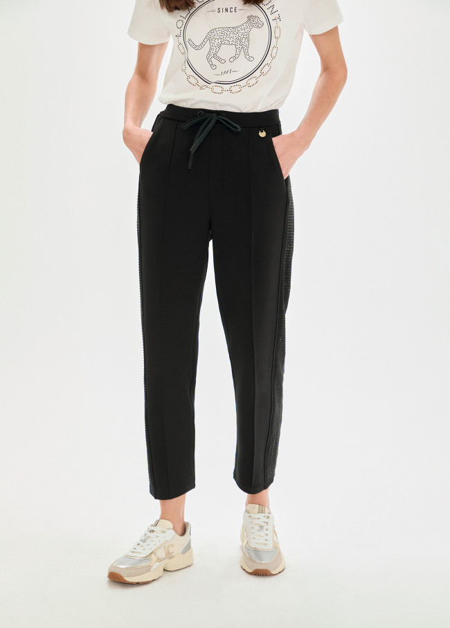 Pantaloni Scuba Strass Laterali