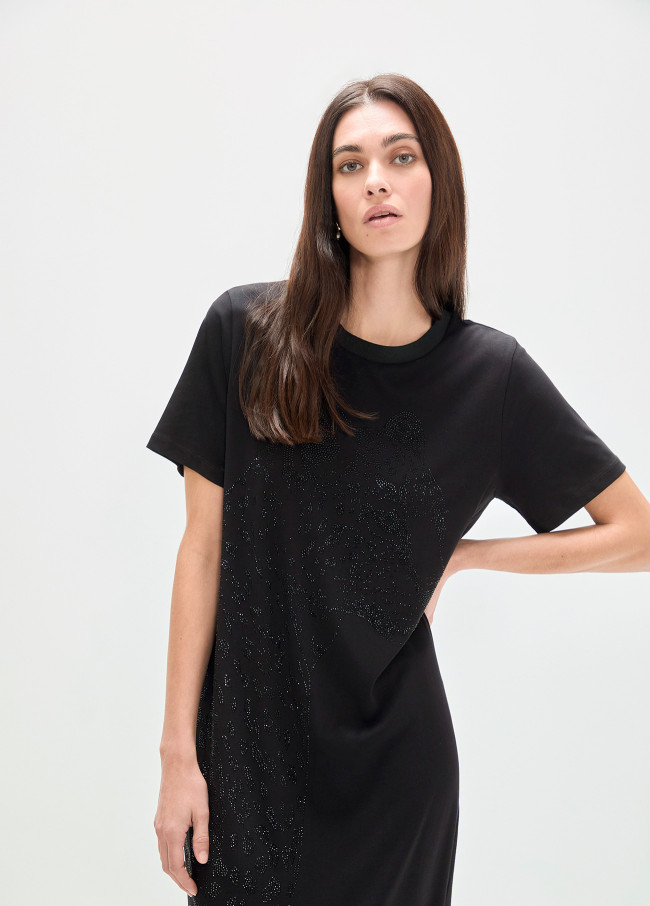 Vestido animal com strass