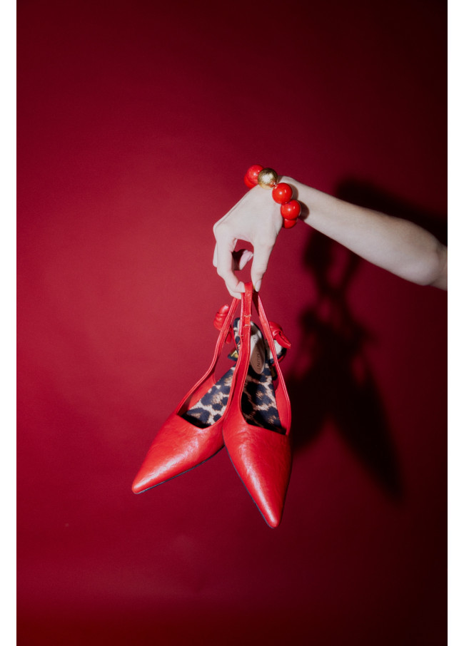 Slingback Heel Shoe with Bow Detail