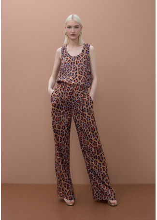 Palazzo-Hose mit Animal-Print