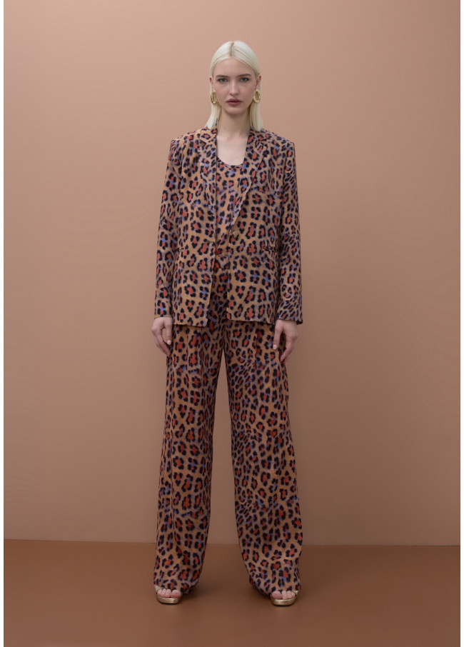 Blazer fluido dritto stampa animale