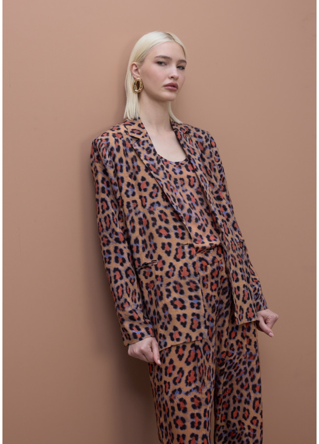 Blazer fluido dritto stampa animale