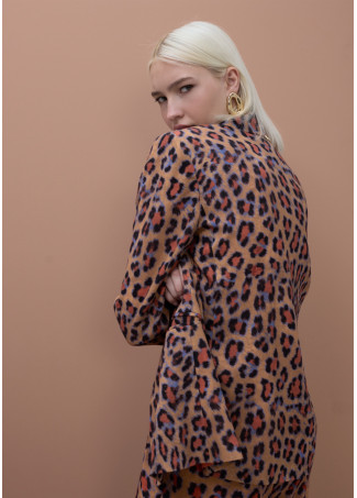 Blazer fluido dritto stampa animale