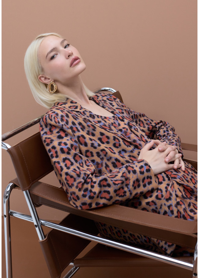 Blazer reto fluido estampado animal