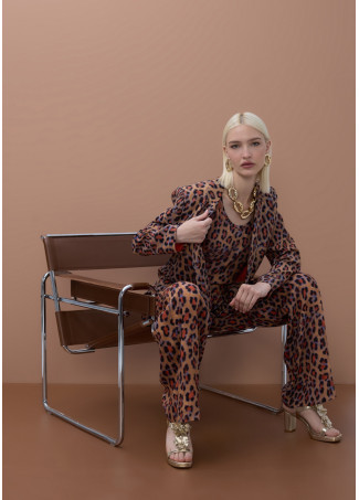 Fluid Straight Animal Print Blazer