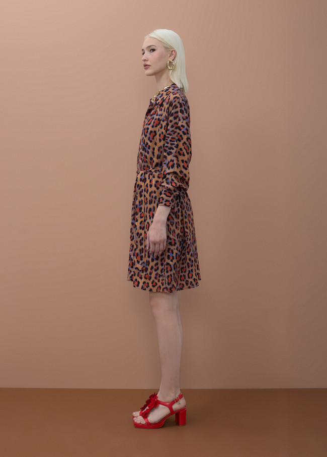 Robe chemise courte imprimé animal