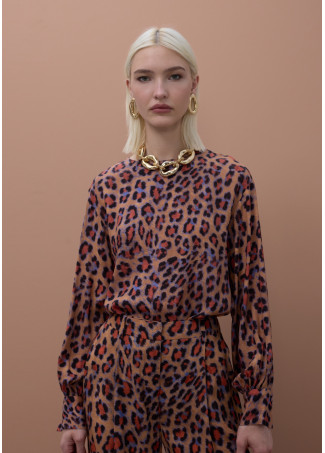 Blusa con Polsini Regolabili Animalier