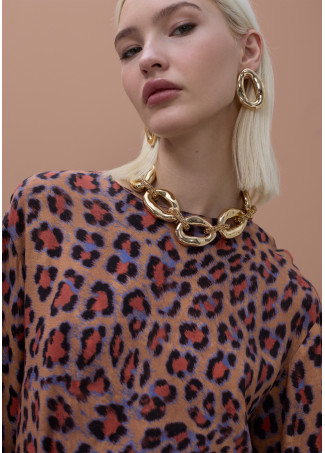 Blusa con Polsini Regolabili Animalier