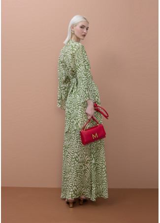 Robe Manches larges imprimé ceinture réglable