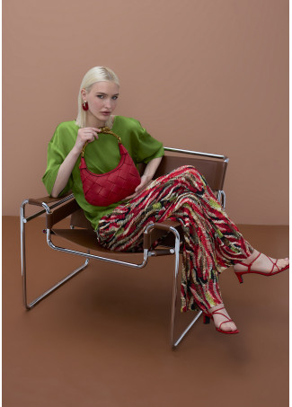 Pantalon satiné large imprimé