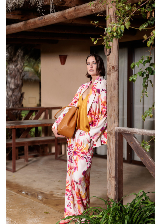 Satin Printed Wideleg Pants