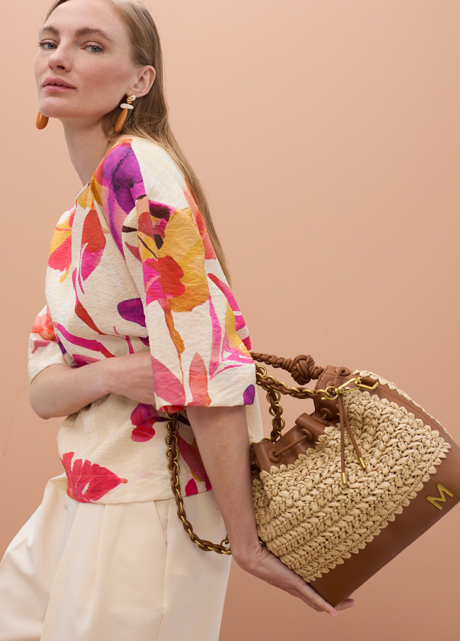 Blusa a Maniche Corte Stampa Floreale