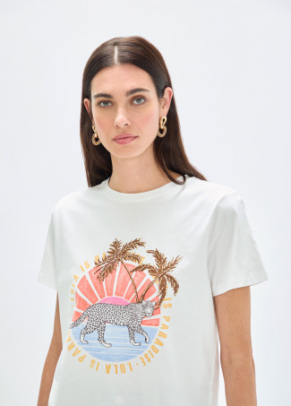 T-shirt imprimé animal avec palmiers